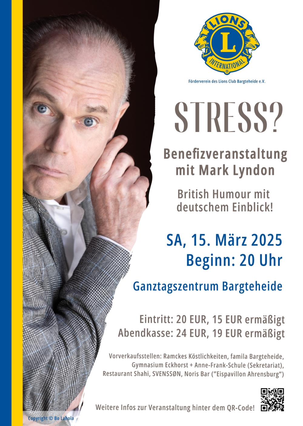 Plakat Stress Benefizveranstaltung Mark Lyndon 2025